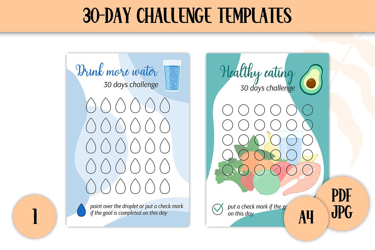 Habits Trackers Templates A4 PDF, a Stationery Template by AnnaViolet_store (Photo 3 of 9)