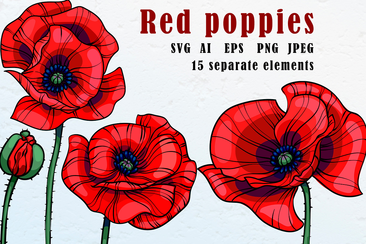 Red poppies, a Decorative Illustration by EshaStudio (Photo 2 of 2)
