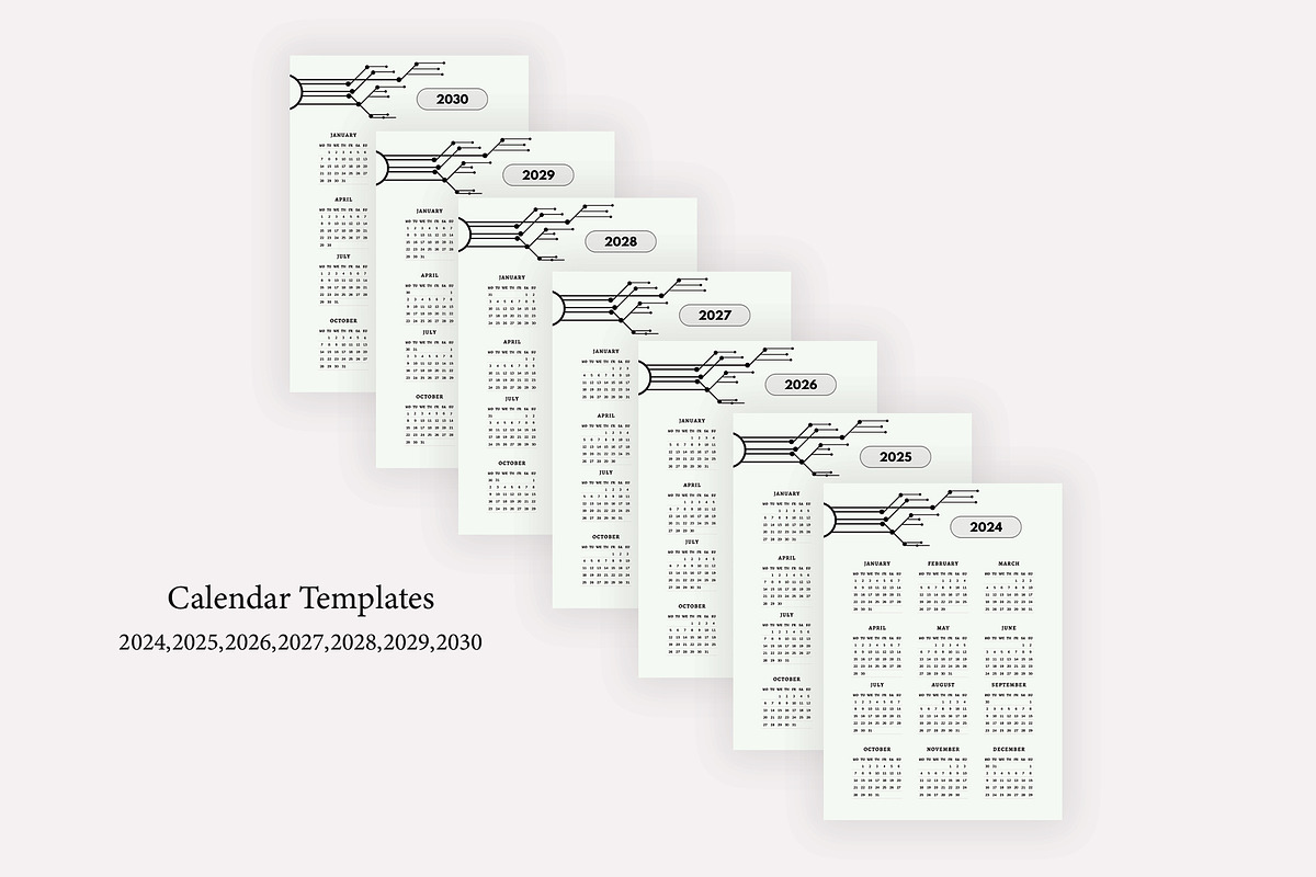 Calendar Template 2024-2030, a Stationery Template by Design Zone (Photo 4 of 5)