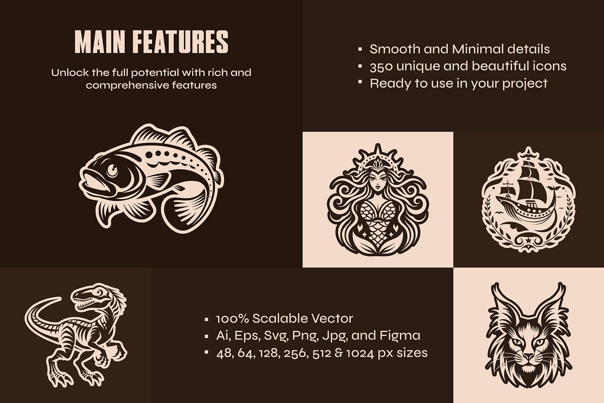 350 Animal and Nature Symbols, a Solid Icon by Creative Stall (Photo 2 of 18)
