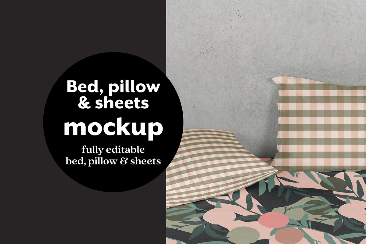 Bed, Pillow, and Sheet Mockup, a Product Mockup by Palette & Pattern