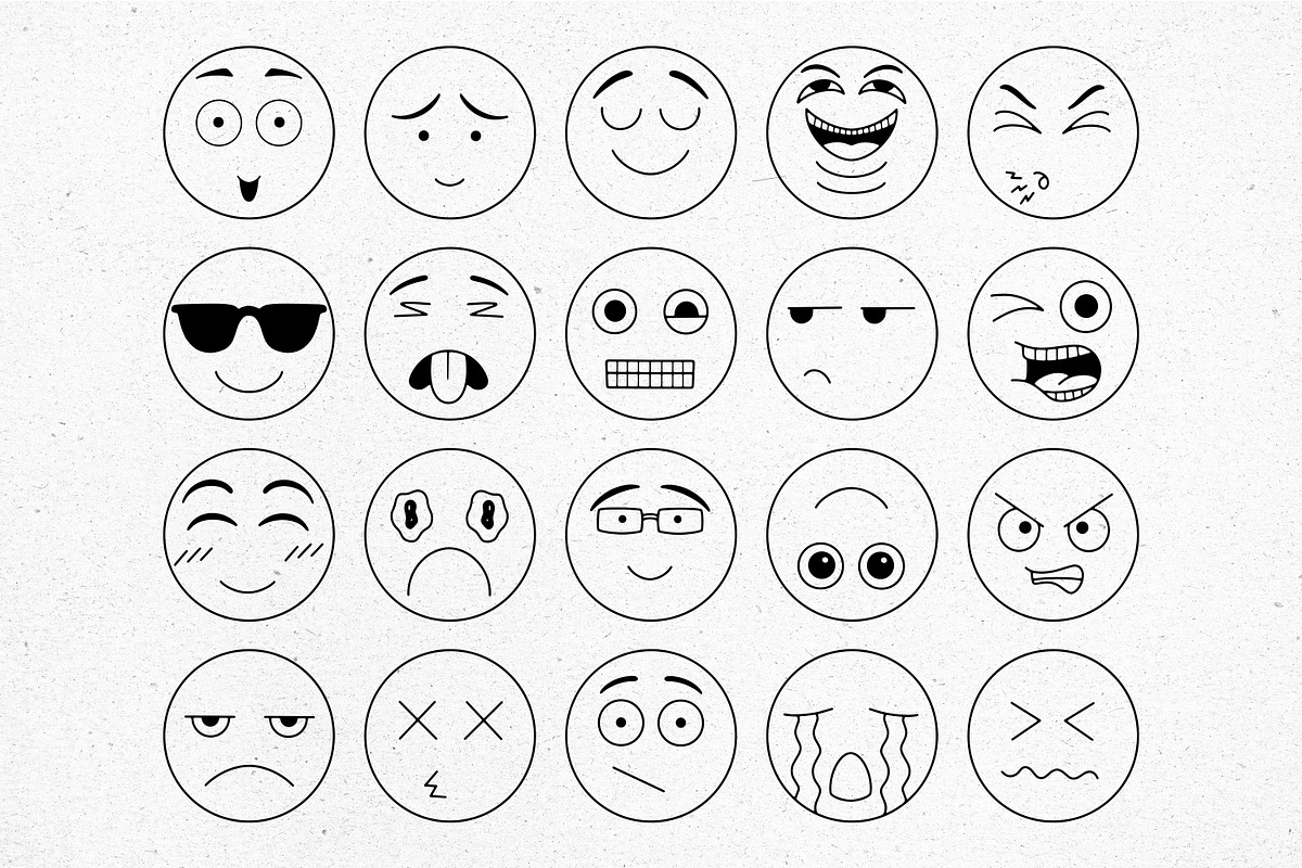 Emoji Faces Line Art, an Emoji Icon by Tekuni (Photo 8 of 9)