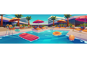 Outdoor swimming pool in hotel, a Person Illustration by art PVP - market