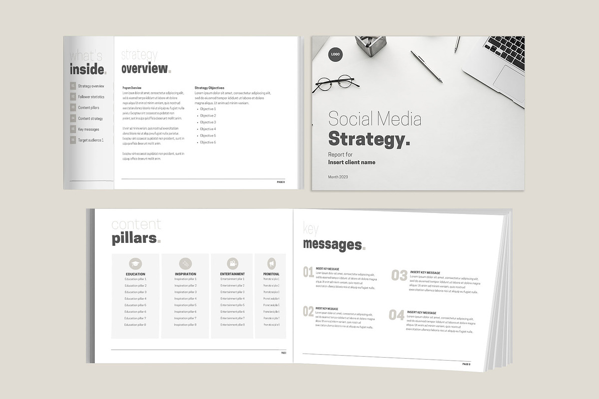 Beige Social Media Strategy Template, a Presentation Template by InkBlue Templates (Photo 3 of 4)