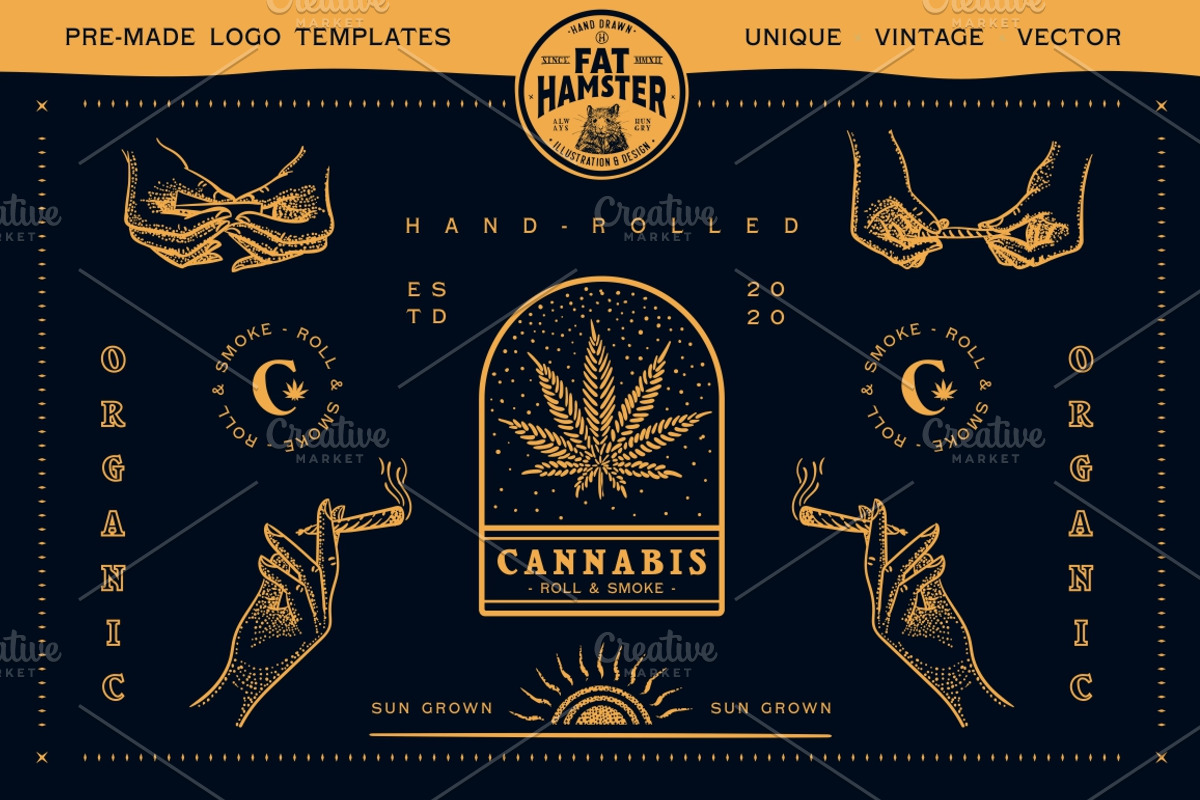 Cannabis & Hand vintage illustration, a Healthcare Illustration by Fat Hamster (Photo 8 of 16)