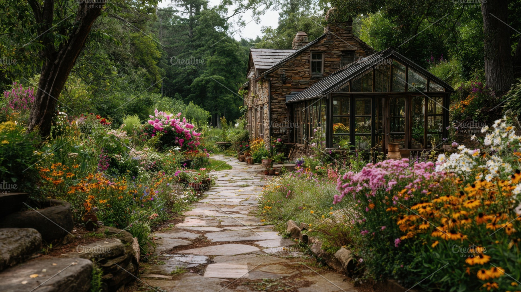 Flower-lined garden path, a Photo by Beautiful things