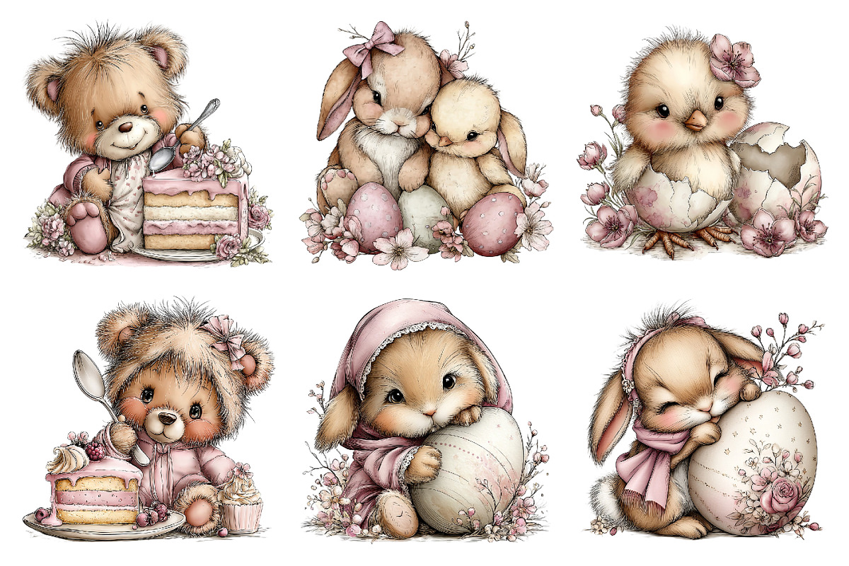 Whimsical easter chick clipart set, an Illustration by SinaCreation (Photo 4 of 11)