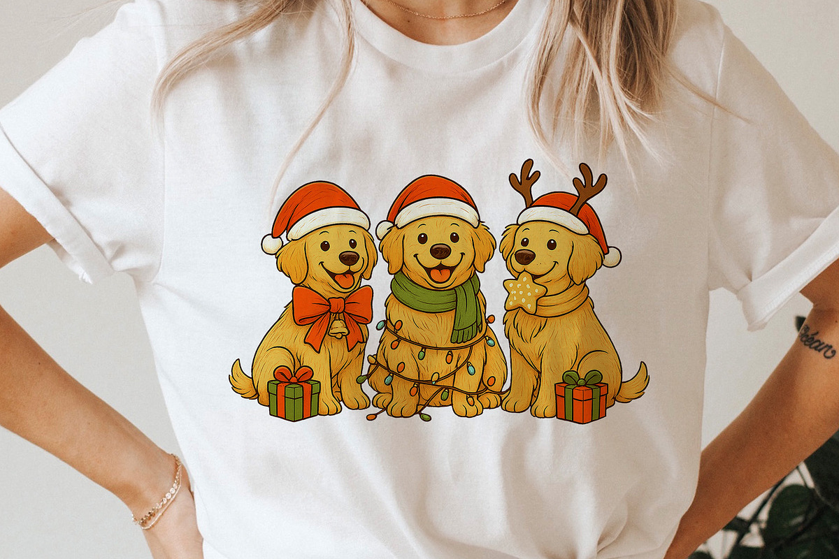 Christmas Golden Retriever Dogs PNG, an Illustration by kaisorn (Photo 2 of 5)