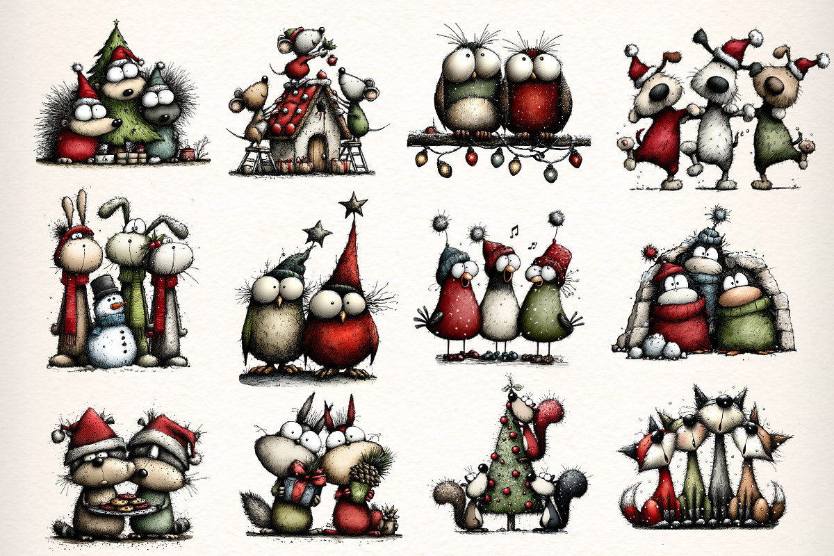 Whimsical Christmas Animals Clipart, an Illustration by Dream Creation (Photo 6 of 8)