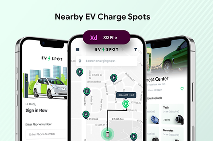 EV Charging Station Finder App UI XD, an UI Kit Template by Opus LabWorks