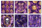 Purple Witch Digital Paper, a Pattern Graphic by CreationArt (Thumbnail 3 of 4)