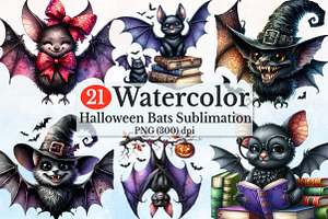 Watercolor Halloween Bats Clipart, a Seasonal Illustration by Rose Art
