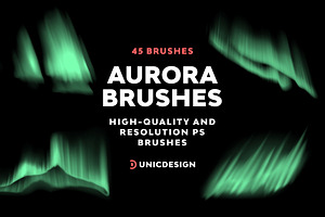 45 Aurora Photoshop Brushes, a Brush Add-On by UnicDesign