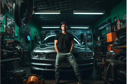 Car mechanic fix garage. Generate Ai, an Industrial Photo by Ylivdesign