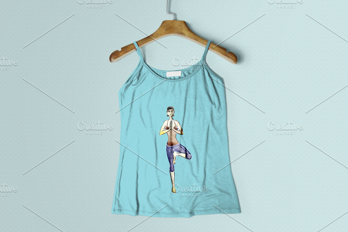 Watercolor yoga postures vector set, a Healthcare Illustration by miminoshka (Photo 7 of 7)