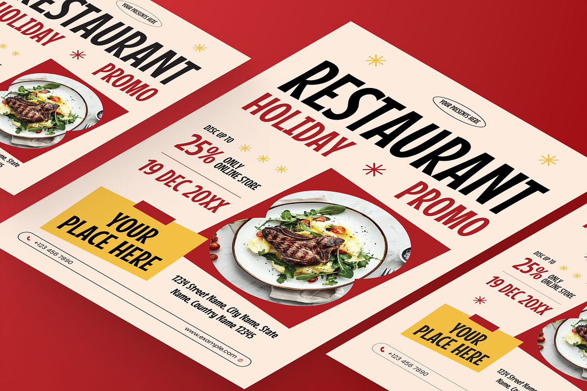 Restaurant Holiday Promo Flyer Set, a Flyer Template by Annora Studio (Photo 6 of 6)