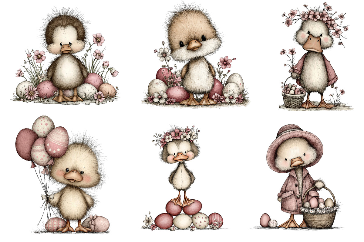 Easter Duck Whimsical Clipart, an Illustration by Dream Creation (Photo 5 of 6)