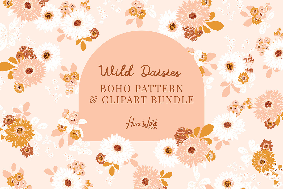 Wild Daisies pattern and clipart, a Pattern Graphic by Flora Wild Designs (Photo 1 of 5)