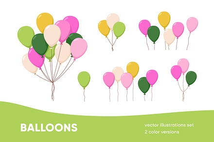 Holiday air balloons flying up set, an Object Illustration by Good Studio