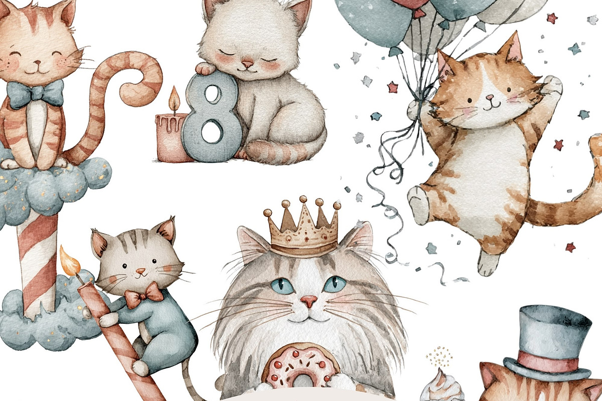 60 Cute Cat Clipart, an Animal Illustration by Pati Charm Studio (Photo 1 of 9)