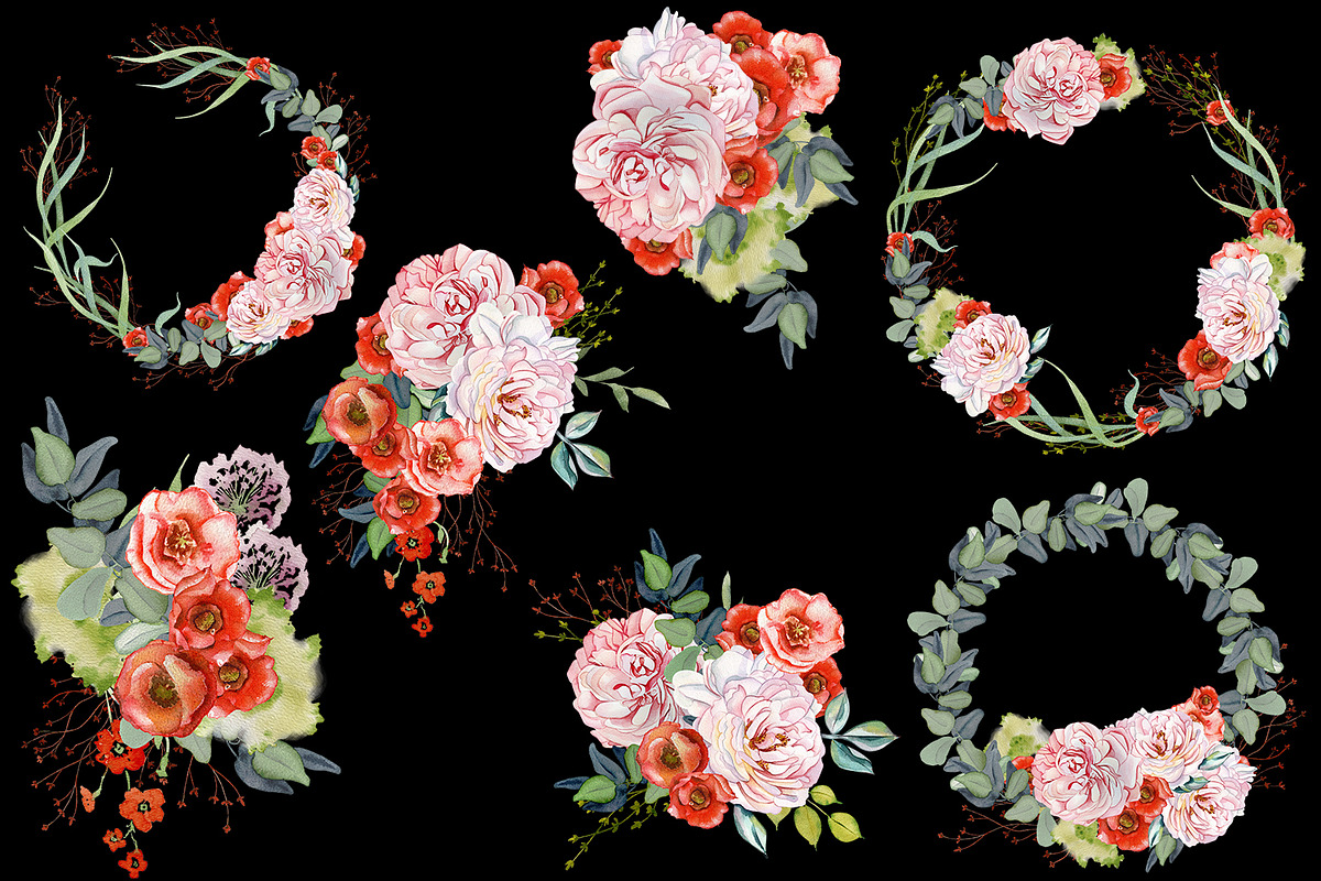 Bouquet of watercolor flowers Garden, an Illustration by ElenazlataArt (Photo 3 of 6)