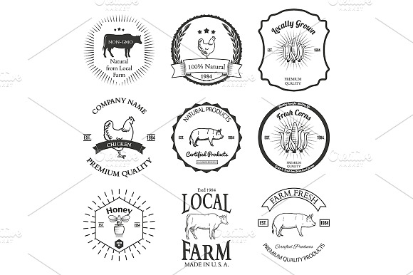 Set Of Agriculture Vector Label