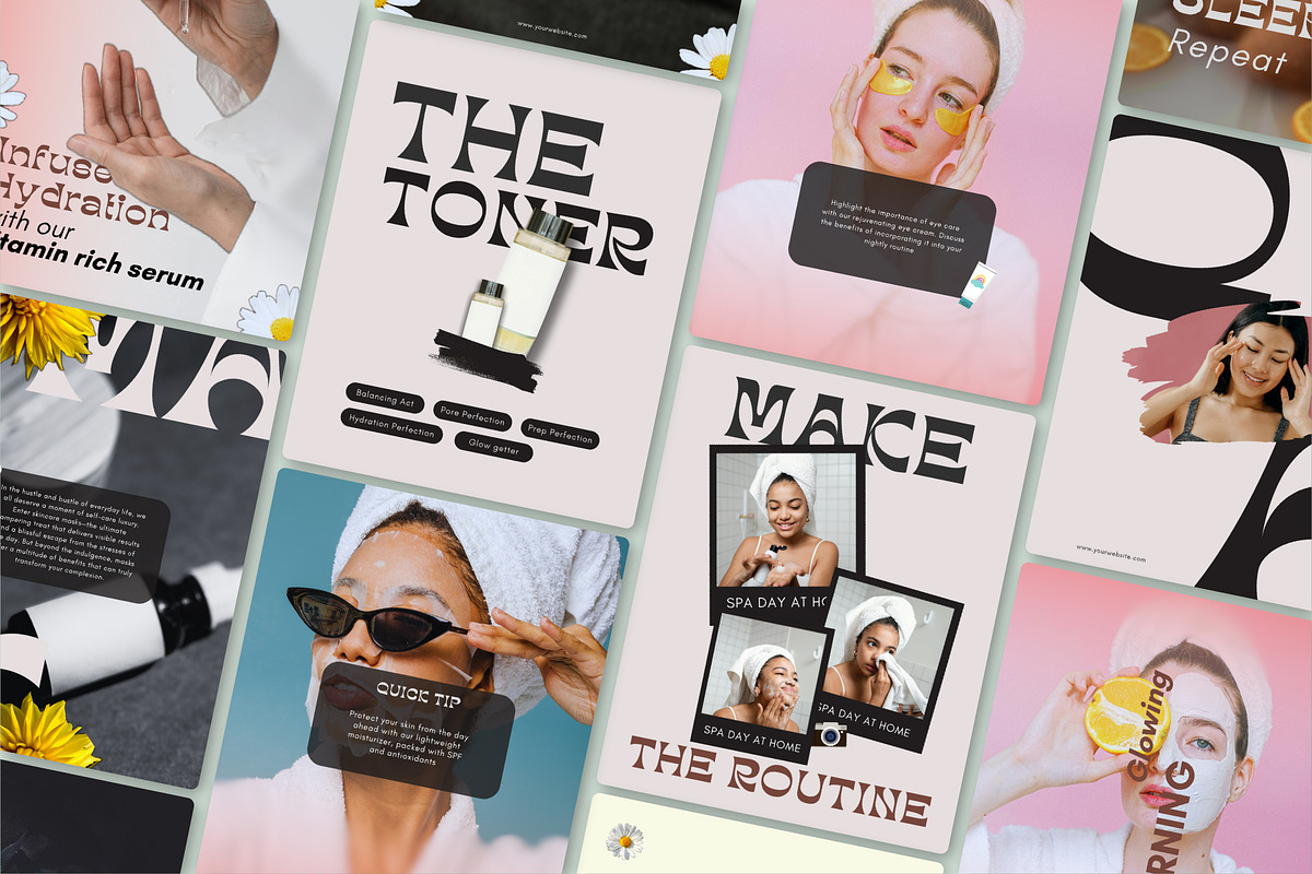 Skincare // Health Social Media Kit, a Social Media Template by SecondBrain Store (Photo 1 of 8)