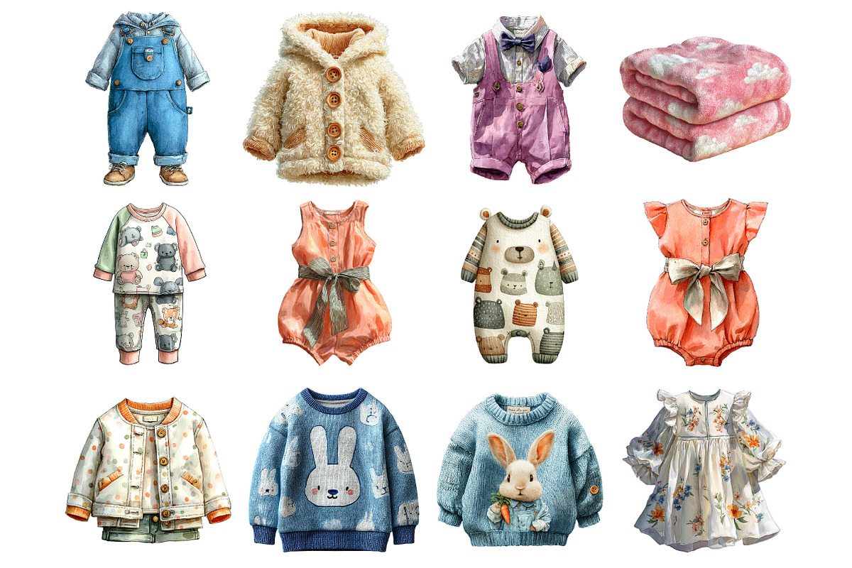 Watercolor Baby Clothes Clipart, a Graphic by CitraGraphics (Photo 3 of 4)