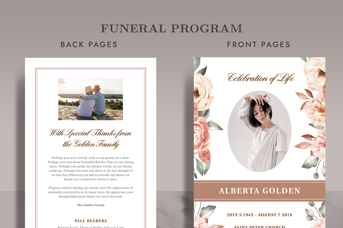 Funeral/ Memorial Card Program FP005, an Invitation Template by Draca Design Co (Photo 3 of 3)