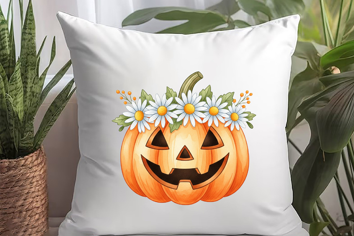 Daisy Flower & Halloween Clipart, an Illustration by Watercolor design (Photo 5 of 6)