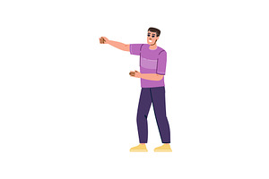 Young man pointing with finger and, an Object Illustration by pikepicture