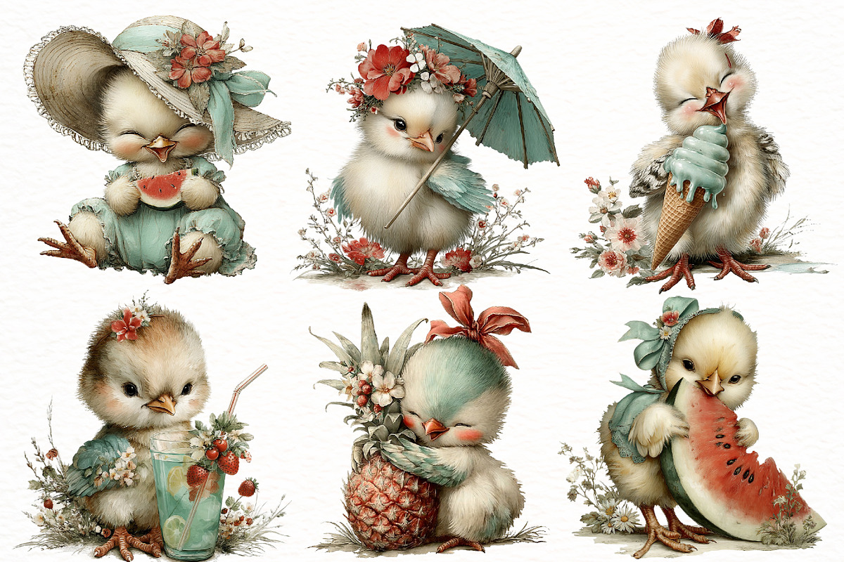 Whimsical Summer chick Clipart, an Illustration by Designworld (Photo 4 of 8)