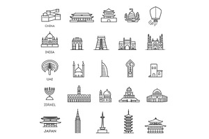 Vector Icon Set. Asian Landmarks, an Object Illustration by Tettygreen
