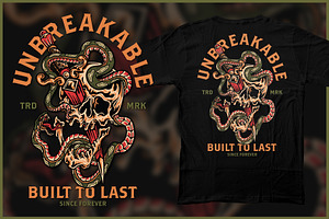 Skull & Snake Dagger T-shirt Design