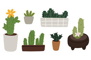 Variety of cacti with needles and, an Object Illustration by Vectorbuum