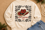 Cowboy Christmas Hat & Paisley SVG, a Seasonal Illustration by TanchaArt (Thumbnail 4 of 9)