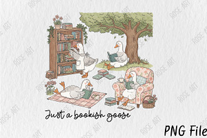 Just a Bookish Goose Reading PNG, an Education Illustration by Rose Art