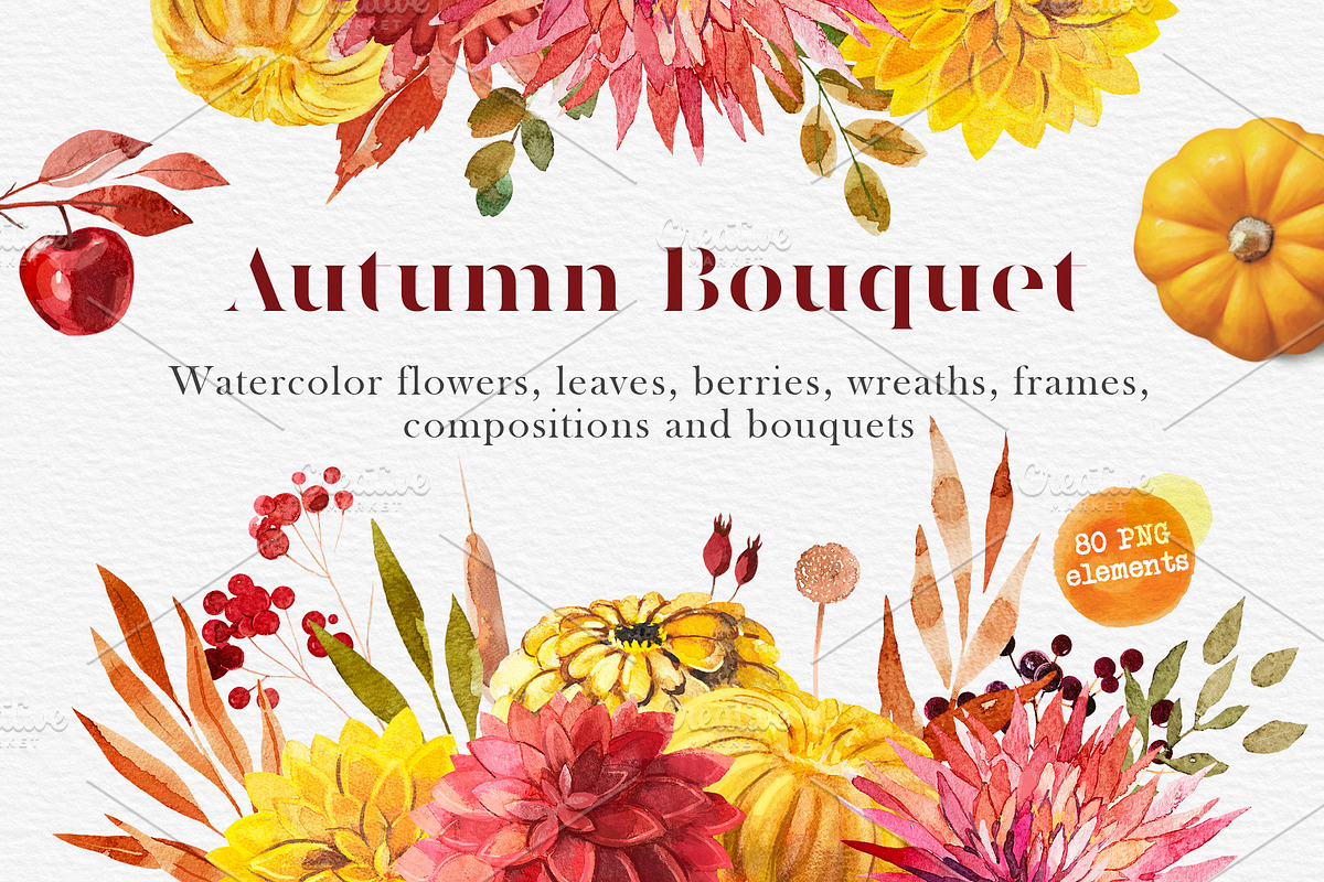 Watercolor Autumn Bouquet, an Illustration by harmonia_green_art (Photo 1 of 12)