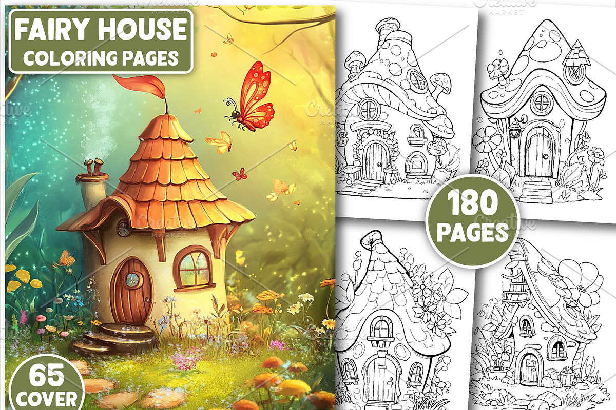 Fairy House Coloring Book For Adults, an Education Illustration by Design Station (Photo 1 of 5)