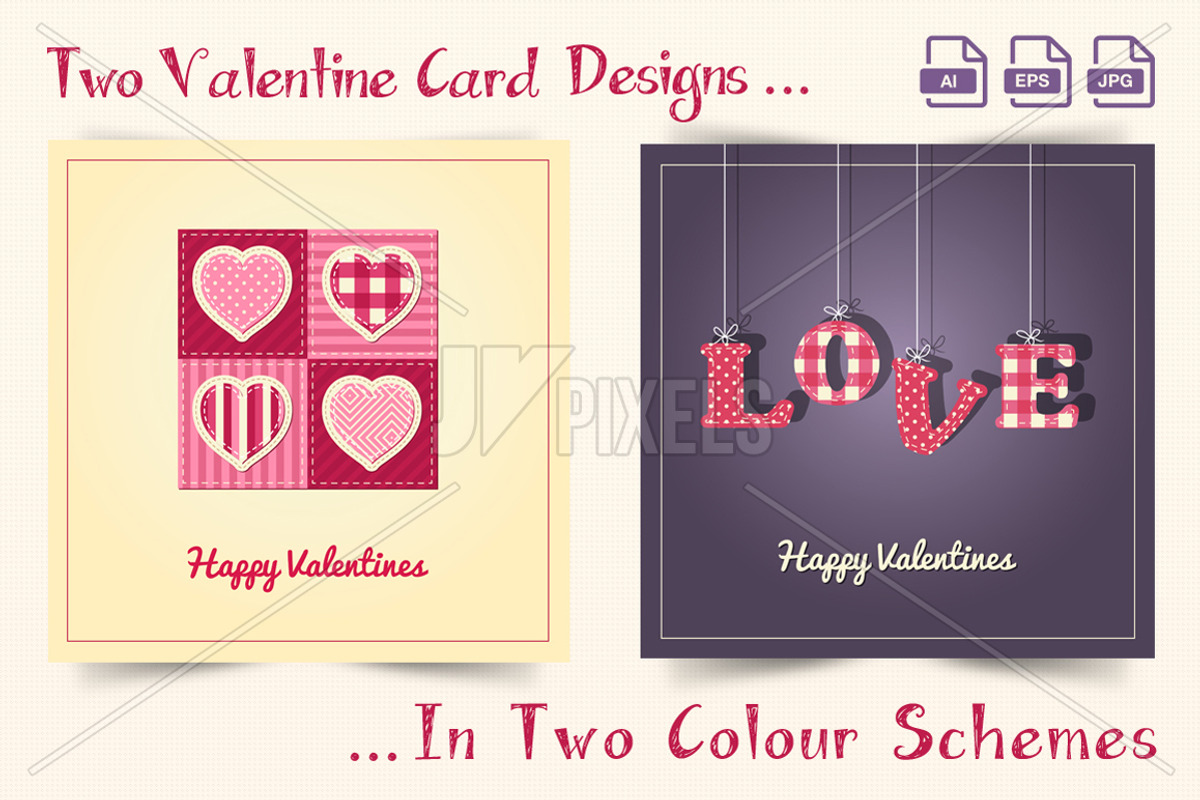 Valentines Day Card Designs, an Illustration by jv_pixels (Photo 1 of 2)