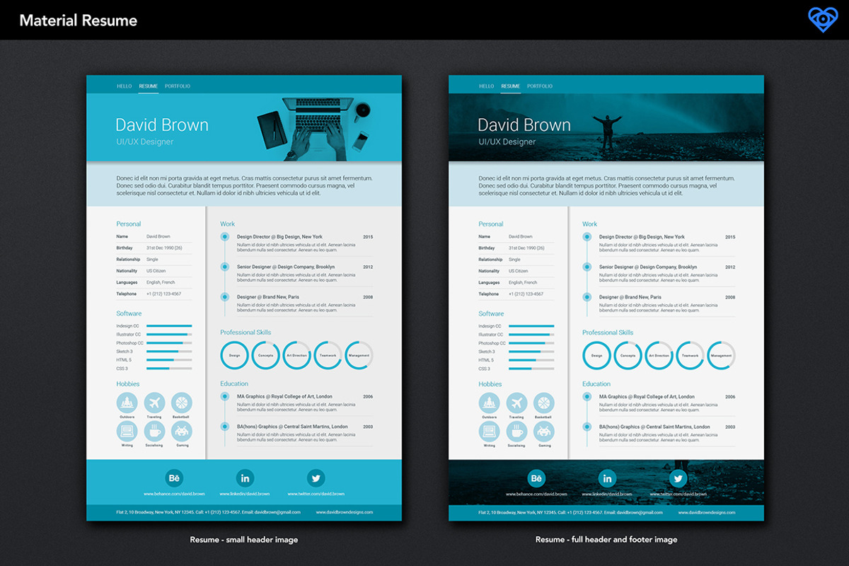 Material Resume Aqua, a Resume Template by ikono.me (Photo 3 of 5)