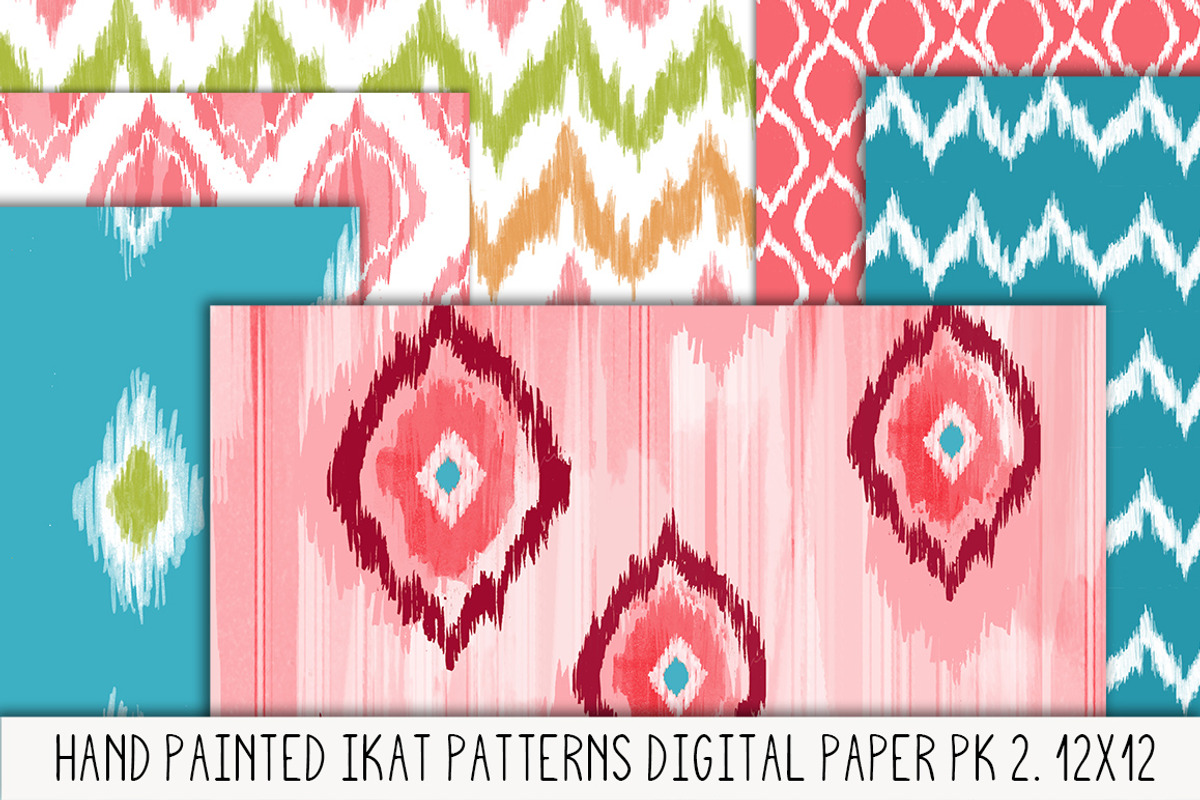Hand Painted Ikat Patterns Pk.2, a Pattern Graphic by Colors on Paper