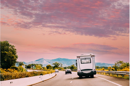 Motorhome Car Goes On Highway Road, a Transportation Photo by Our Amazing World
