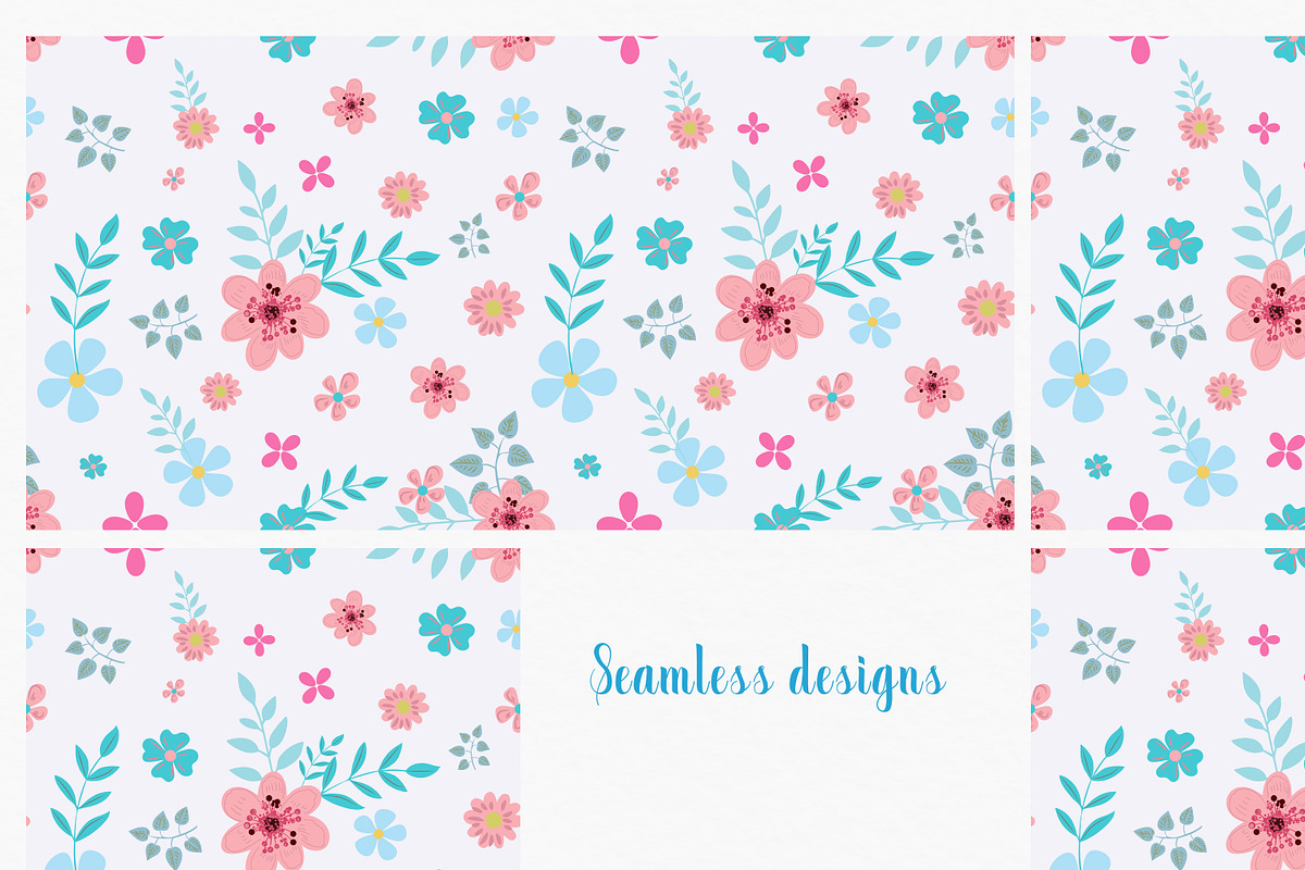 Ditsy vector flower patterns,clipart, a Pattern Graphic by FleurArt (Photo 7 of 8)