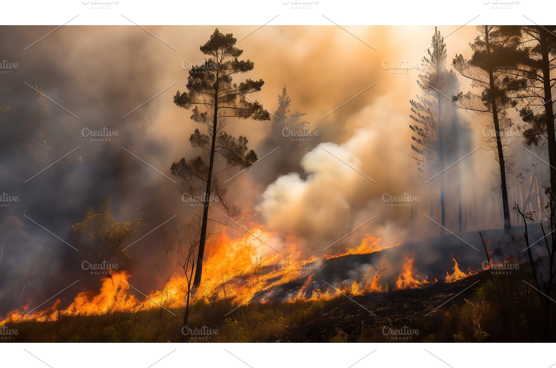 A dramatic scene of a forest fire, a Background Photo by Igor Tichonow