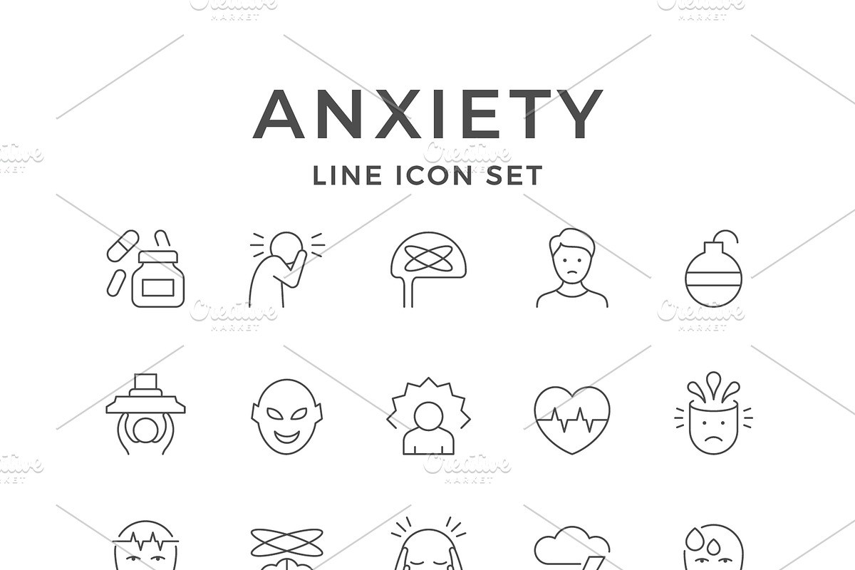 Set line icons of anxiety, an Outline Icon by motorama (Photo 1 of 2)
