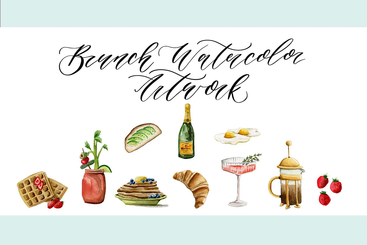 Brunch Watercolor Art, a Graphic by Lavender And Sea (Photo 2 of 3)