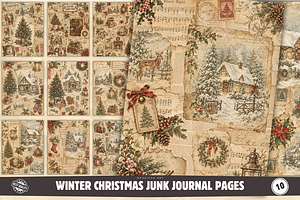 Winter Christmas Junk Journal Pages
