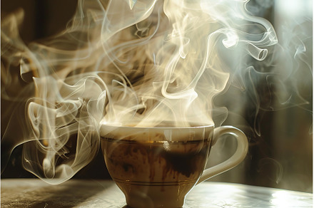 Aromatic coffee cup with swirling, a Food & Drink Photo by Ylivdesign