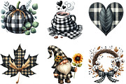 Watercolor Black Gingham Autumn PNG, an Illustration by Designking (Thumbnail 2 of 4)